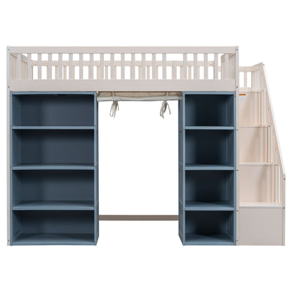 White full-size loft bed with built-in staircase and storage cabinets by HouseOfZazla on Tampa Home & Garden Store