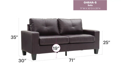 Newbury Modular Sofa by Unique Piece Furniture in dark brown leather stationary couch on Tampa Home & Garden Store