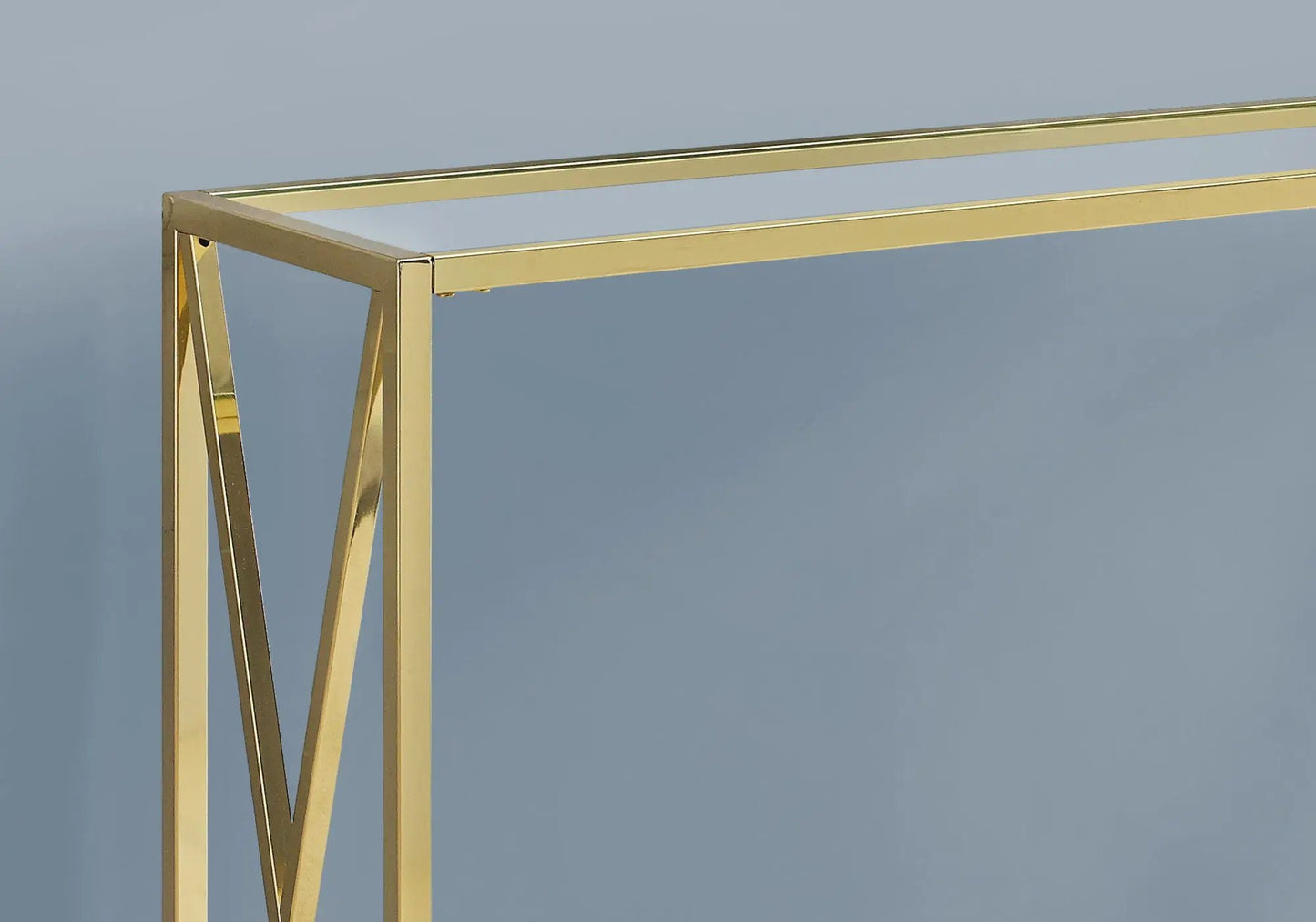 Gold metal accent console table frame with cross-brace legs, contemporary Unique Piece Furniture on Tampa Home & Garden Store
