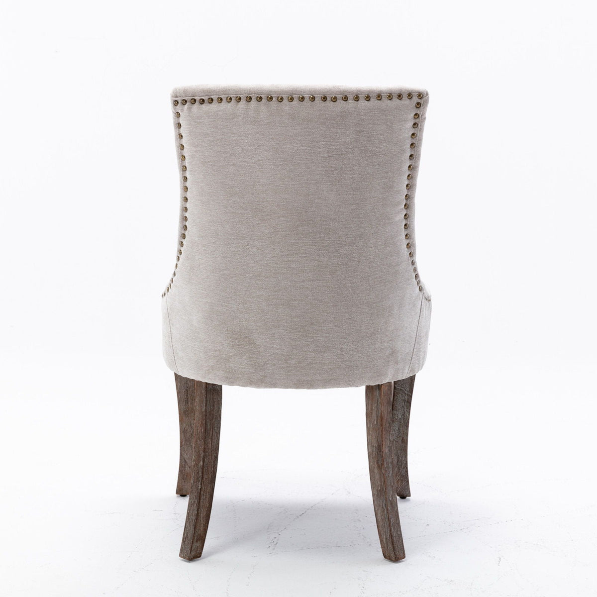 Ultra Side Dining Chair beige upholstery with nailhead trim wooden legs on Tampa Home & Garden Store