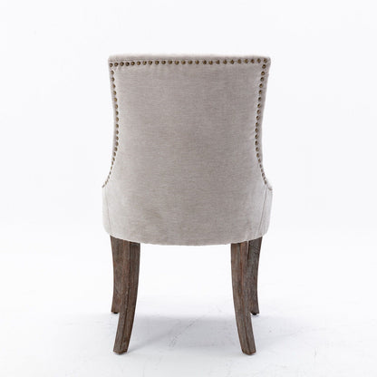 Ultra Side Dining Chair beige upholstery with nailhead trim wooden legs on Tampa Home & Garden Store