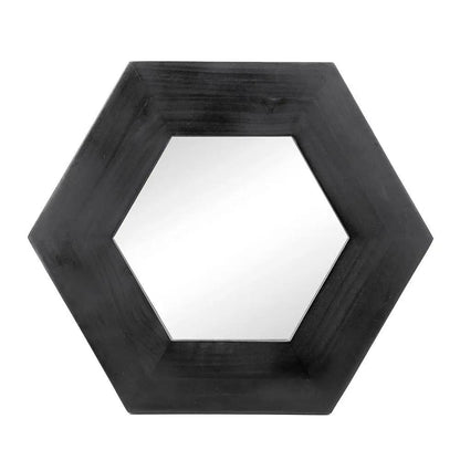 Hexagon accent mirror with black wood frame by Unique Piece Furniture on Tampa Home & Garden Store