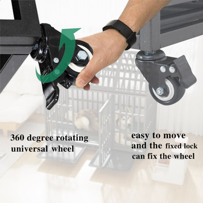 Heavy Duty Dog Crate Lockable Wheels with gray metal frame and swivel casters on Tampa Home & Garden Store