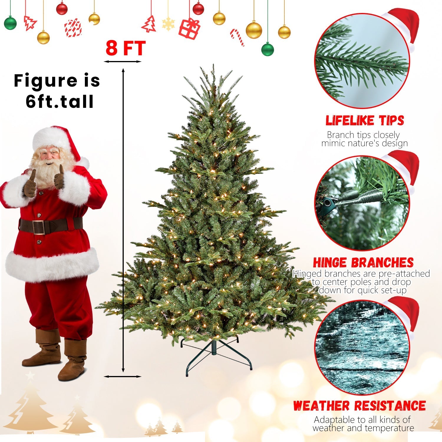 5FT The Full-Bodied Pre-Lit Evergreen Christmas Tree with hinged branches by HouseOfZazla on Tampa Home & Garden Store