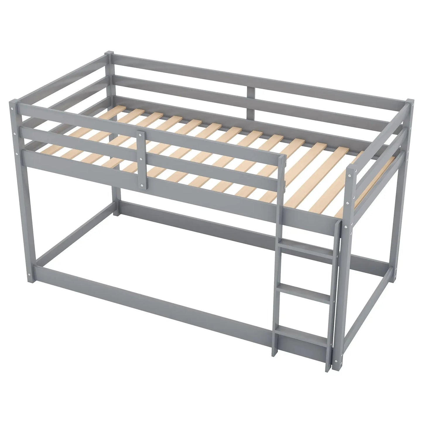 Durable Solid Wood Floor Bunk Bed With Ladder