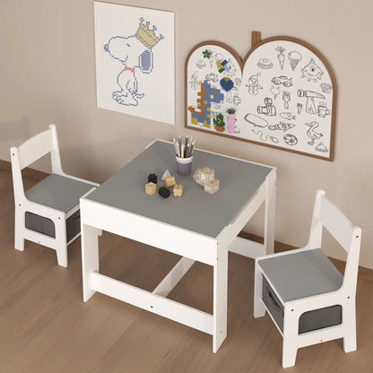 Kids Table and Chair Set 3 in 1 with Storage