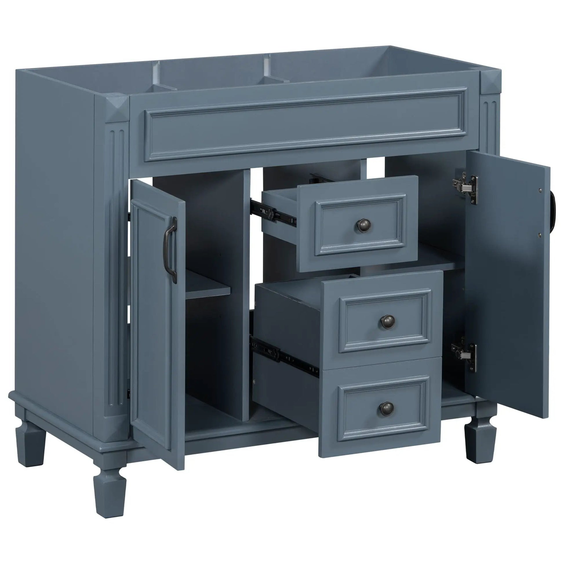 Bathroom vanity cabinet, blue-gray, with 2 soft-closing doors and 2 drawers on Tampa Home & Garden Store