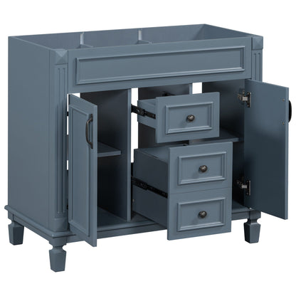Bathroom Vanity Cabinet with soft-closing doors and drawers in blue-gray on Tampa Home & Garden Store