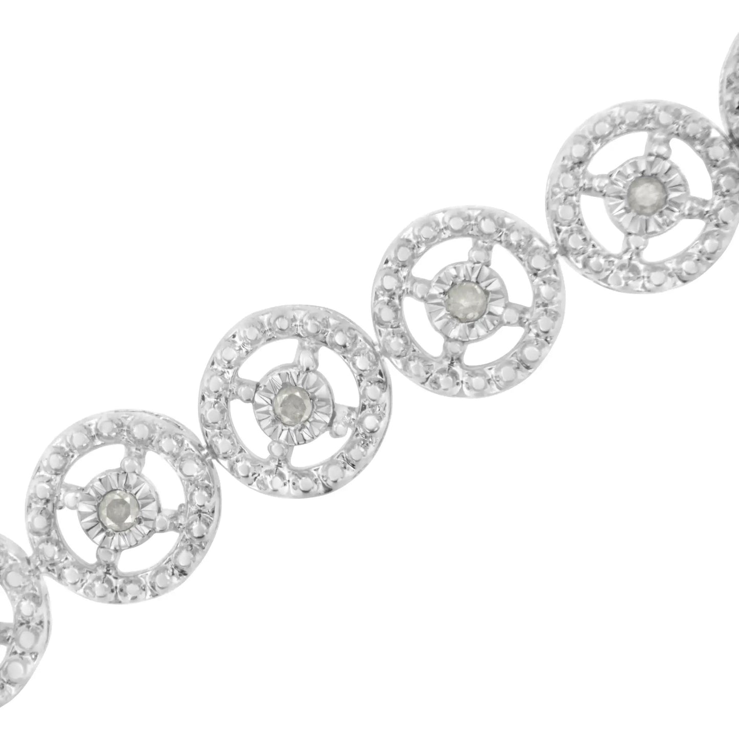 Bracelet .925 Sterling Silver 1/2 Cttw Diamond Nested Circle Open Wheel pave diamonds on Tampa Home & Garden Store