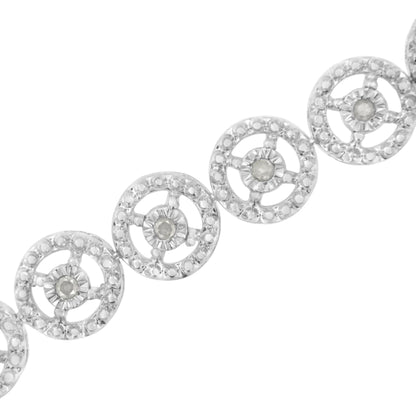 Bracelet .925 Sterling Silver 1/2 Cttw Diamond Nested Circle Open Wheel pave diamonds on Tampa Home & Garden Store