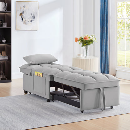 4 in 1 Sofa Bed with Storage Pockets Gray HouseOfZazla on casters in living room on Tampa Home & Garden Store