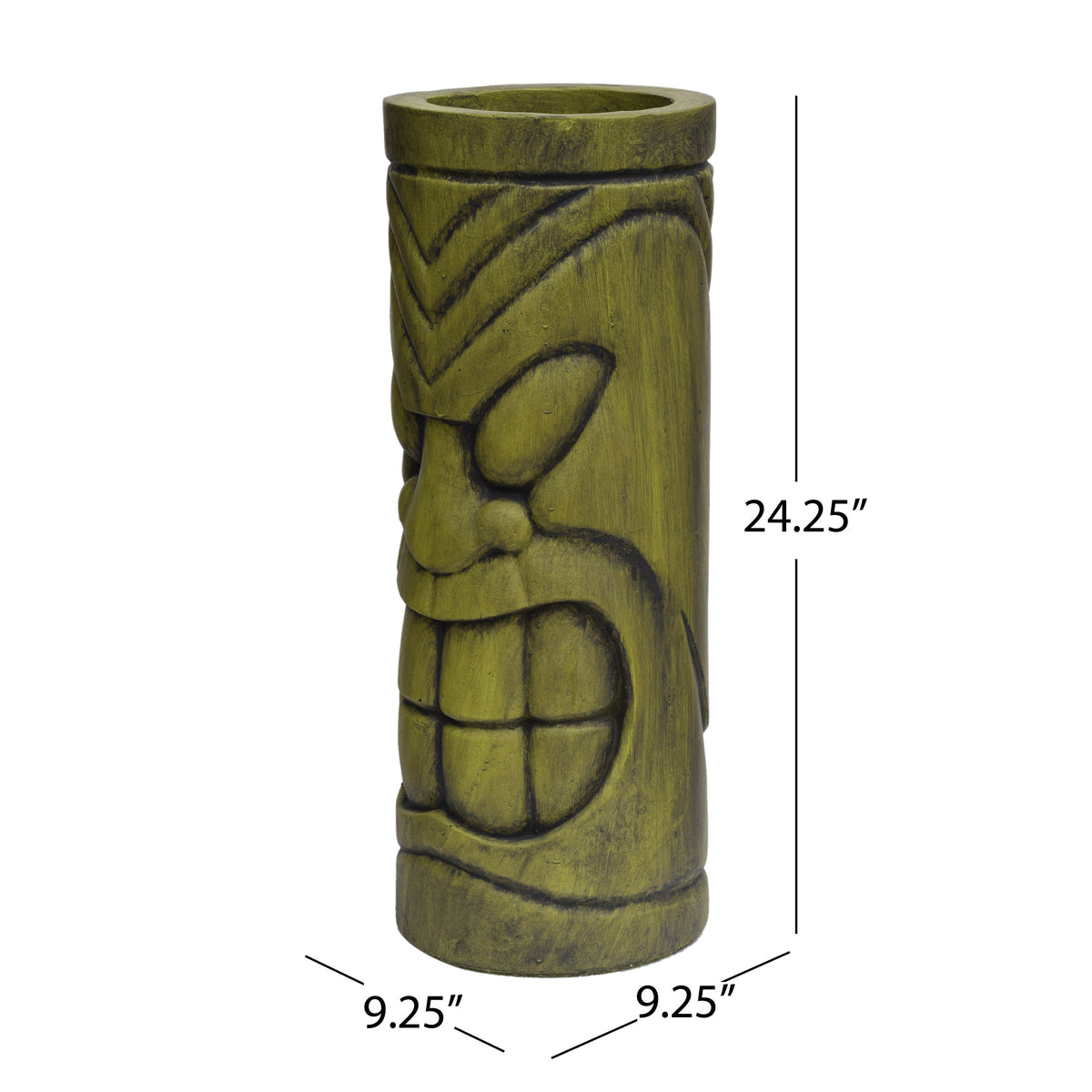 Stone statue urn planter with carved leaf motifs in antique green finish by HouseOfZazla on Tampa Home & Garden Store