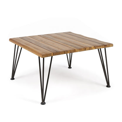 Sturdy Outdoor Coffee Table With Wood And Iron