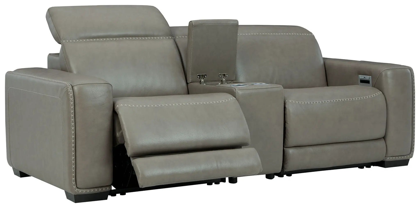 Correze power reclining sectional gray leather with cupholders by Unique Piece Furniture on Tampa Home & Garden Store