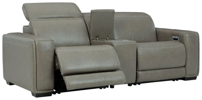 Correze power reclining sectional gray leather with cupholders by Unique Piece Furniture on Tampa Home & Garden Store