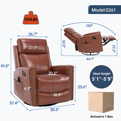 Red genuine leather heat massage manual recliner chair with nailhead trim by HouseOfZazla 0261 on Tampa Home & Garden Store