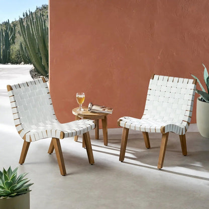 HouseOfZazla 3-Piece Rope Weave Patio Seating Set with rope-weave chairs and round table on Tampa Home & Garden Store