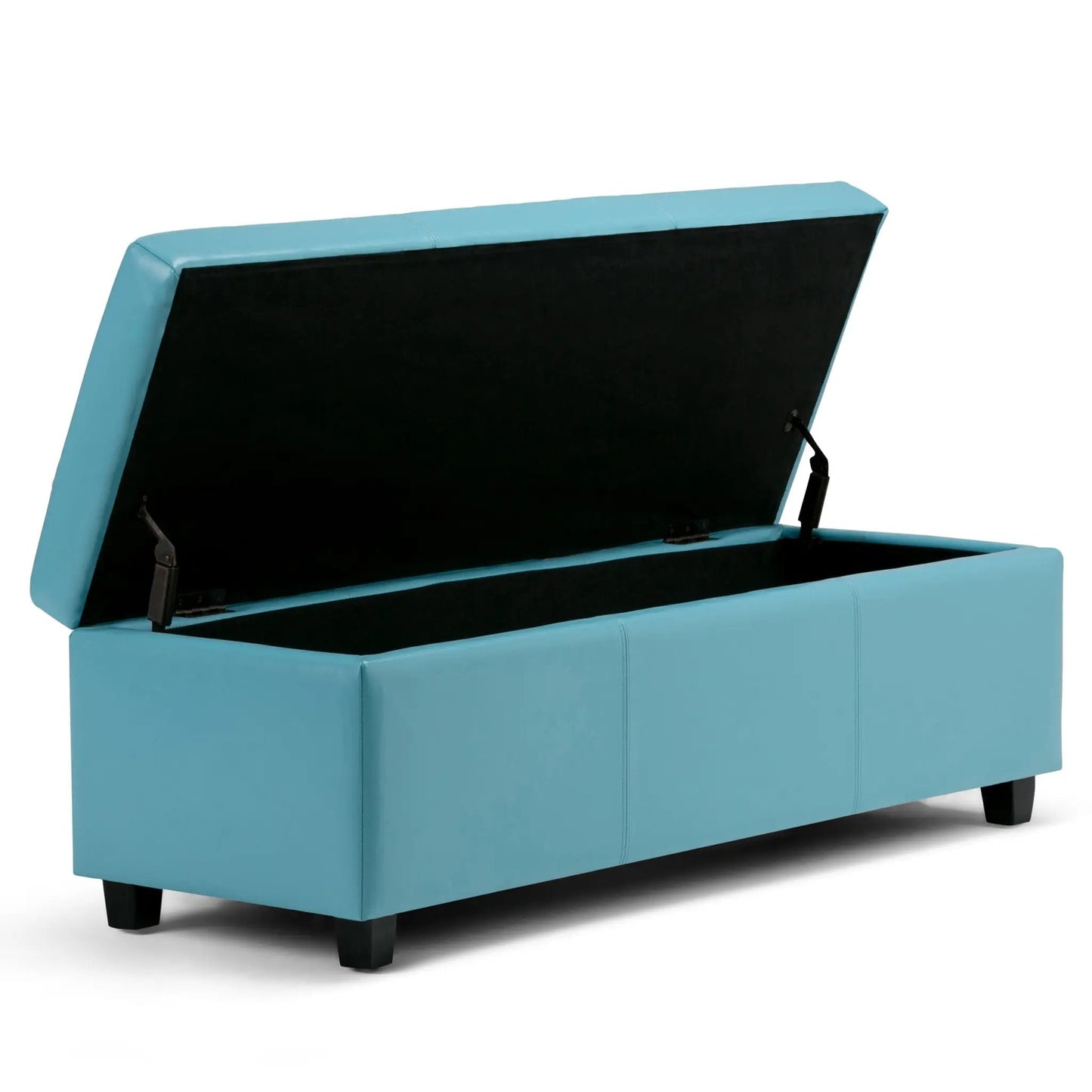 Avalon turquoise storage ottoman bench with black interior by Unique Piece Furniture on Tampa Home & Garden Store