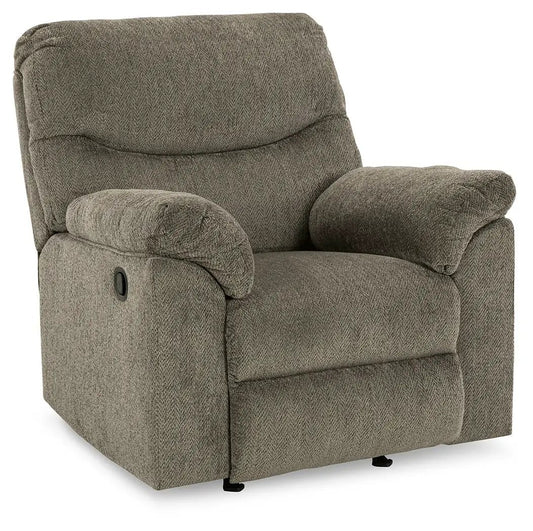 Rocker Recliner Alphons by Unique Piece Furniture in taupe textured fabric on Tampa Home & Garden Store
