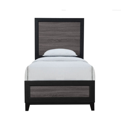 Soluto platform bed by Unique Piece Furniture with black frame and gray woodgrain headboard on Tampa Home & Garden Store