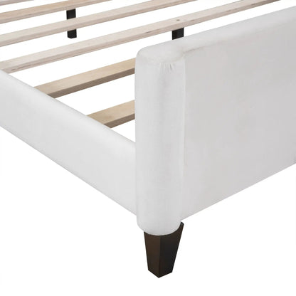Modern tufted button daybed, white fabric upholstery, dark wood legs by Unique Piece Furniture on Tampa Home & Garden Store
