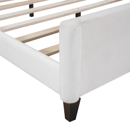 Modern Tufted Button Daybed white fabric upholstery with dark wood legs HouseOfZazla Daybeds on Tampa Home & Garden Store