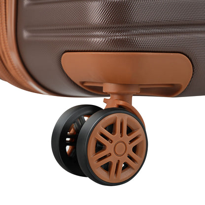 4-piece HouseOfZazla hard-shell luggage set brown exterior with orange-brown wheels on Tampa Home & Garden Store