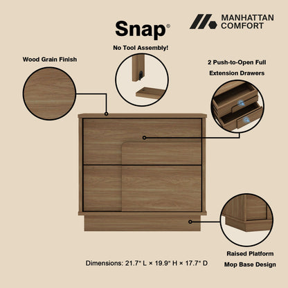 Modern nightstand with push-to-open drawers in wood grain finish by HouseOfZazla on Tampa Home & Garden Store