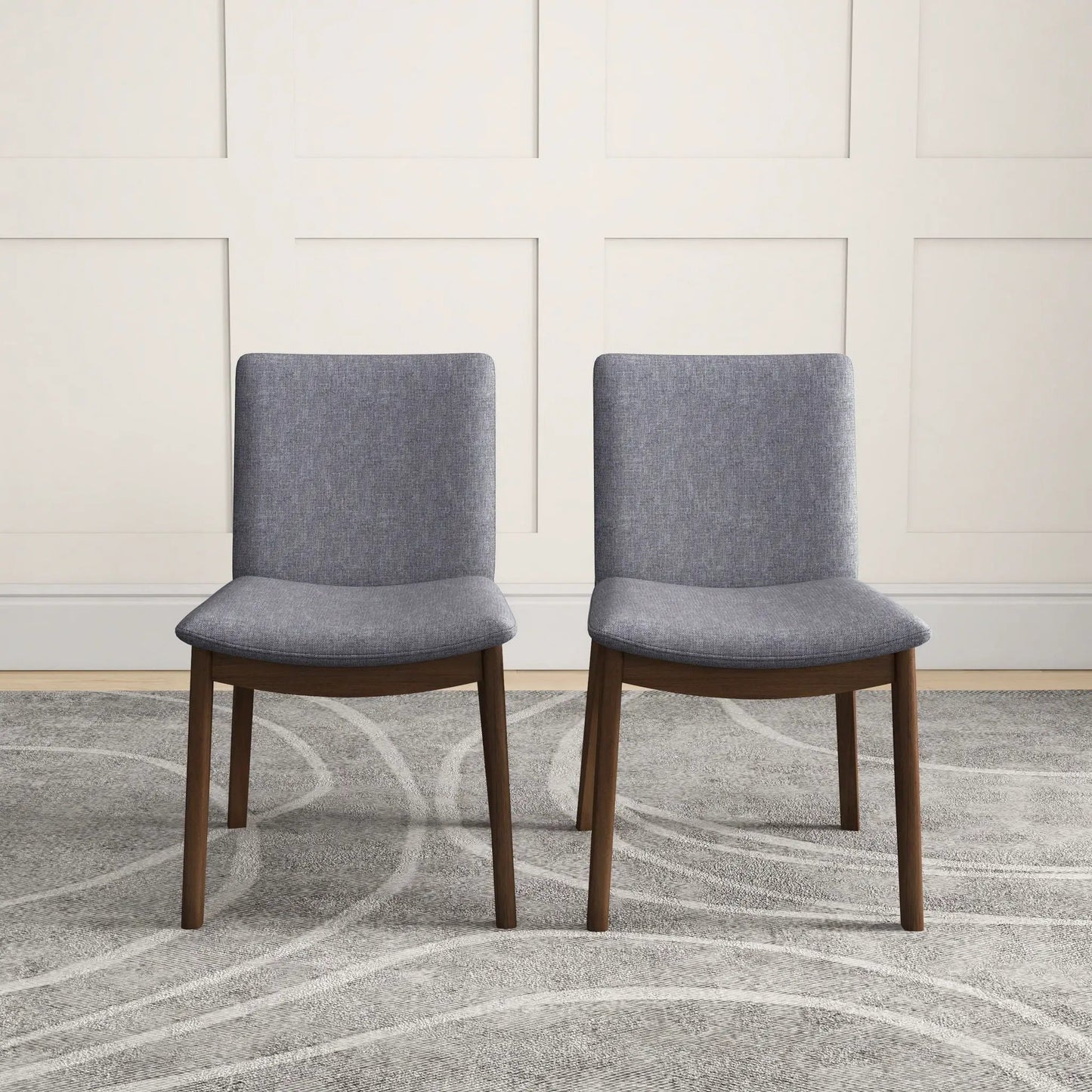 Mid Century Modern Solid Wood Dining Chair Set