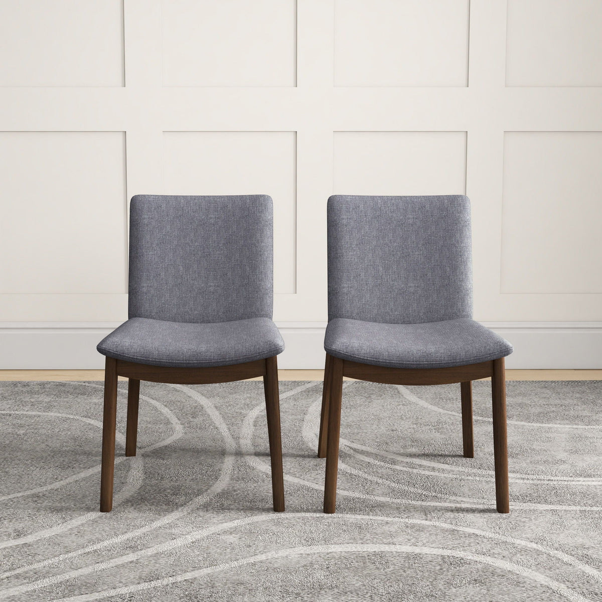 Mid-Century modern solid wood dining chairs in gray fabric upholstery, 2-chair set, HouseOfZazla on Tampa Home & Garden Store