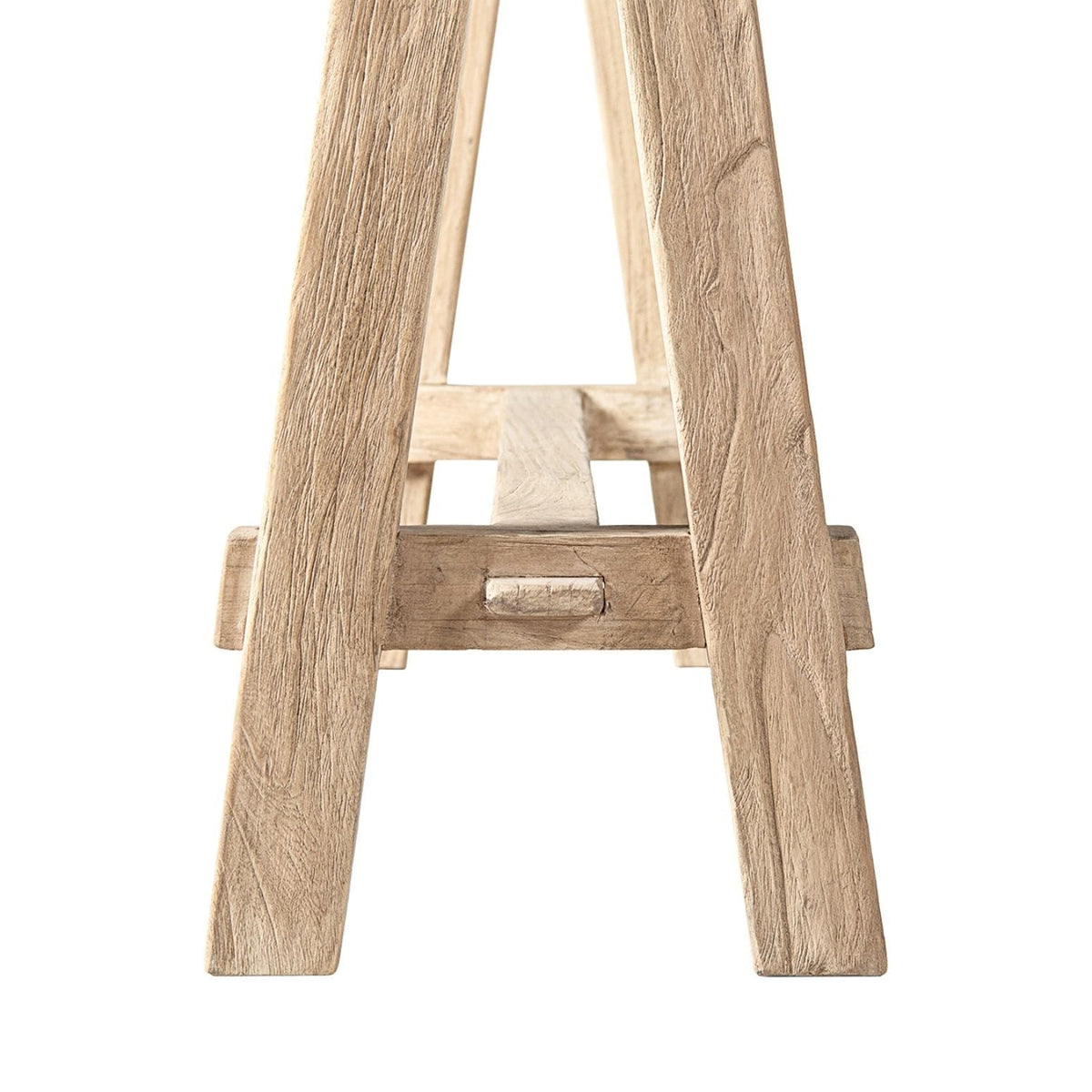 Trestle coffee table with solid reclaimed elm in light brown finish on Tampa Home & Garden Store