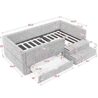 Sturdy Wood Kids Bed with Guardrails and Storage