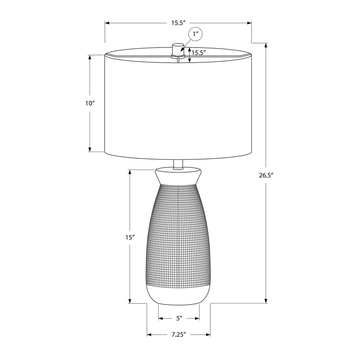 Table lamp cream ceramic-resin base with shade, contemporary; height 26.5 in, shade 15.5 in dia on Tampa Home & Garden Store