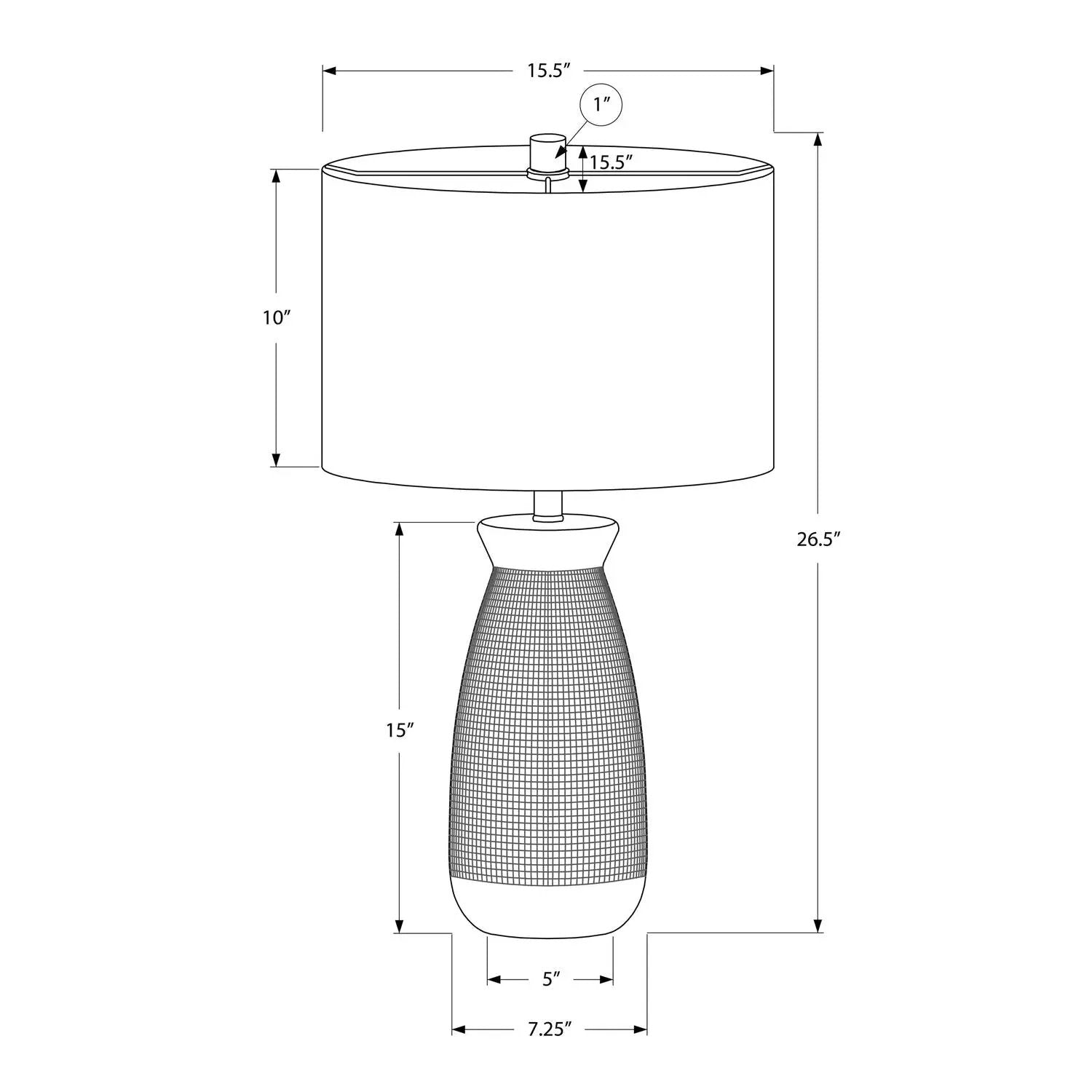 Table lamp cream ceramic-resin base with shade, contemporary; height 26.5 in, shade 15.5 in dia on Tampa Home & Garden Store