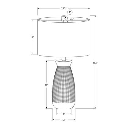 Table lamp cream ceramic-resin base with shade, contemporary; height 26.5 in, shade 15.5 in dia on Tampa Home & Garden Store