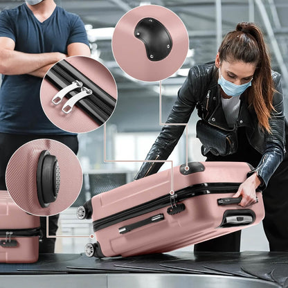 DailySale 3-piece hard shell luggage set in rose pink with TSA lock, 20/24/28 inch, 360° wheels on Tampa Home & Garden Store