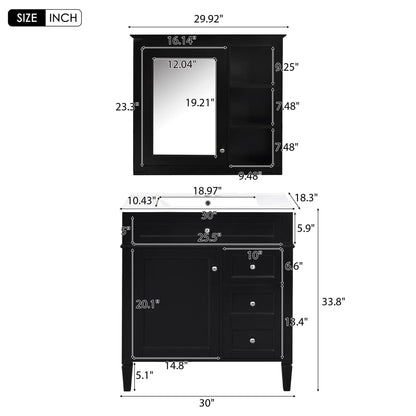 Bathroom Vanity with Top Sink and Mirror Cabinet