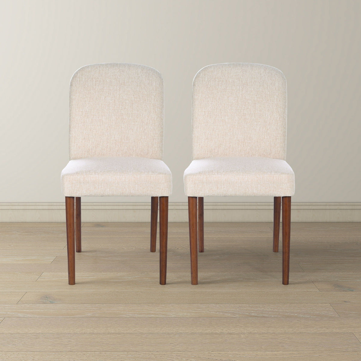 Capri beige linen dining chair set of 2 with solid wood frame and legs by HouseOfZazla on Tampa Home & Garden Store