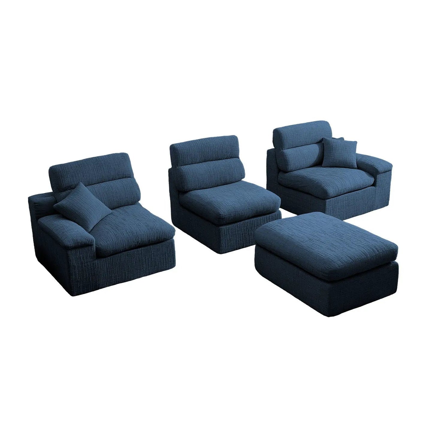 Corner Chaise Sofa With High Backrest in blue fabric, Unique Piece Furniture 2-Piece Set on Tampa Home & Garden Store