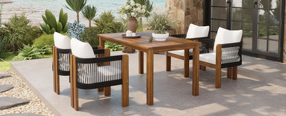 Luxury 5 Piece Acacia Wood Patio Dining Set for 4