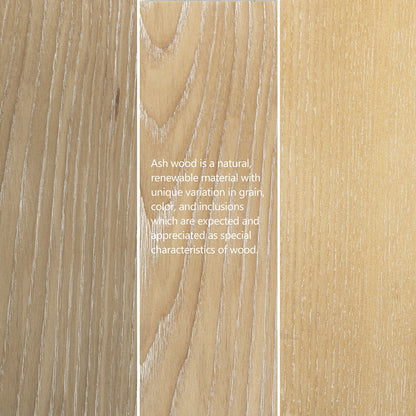 Ash wood panel trio showcasing natural grain with a white text overlay on Tampa Home & Garden Store