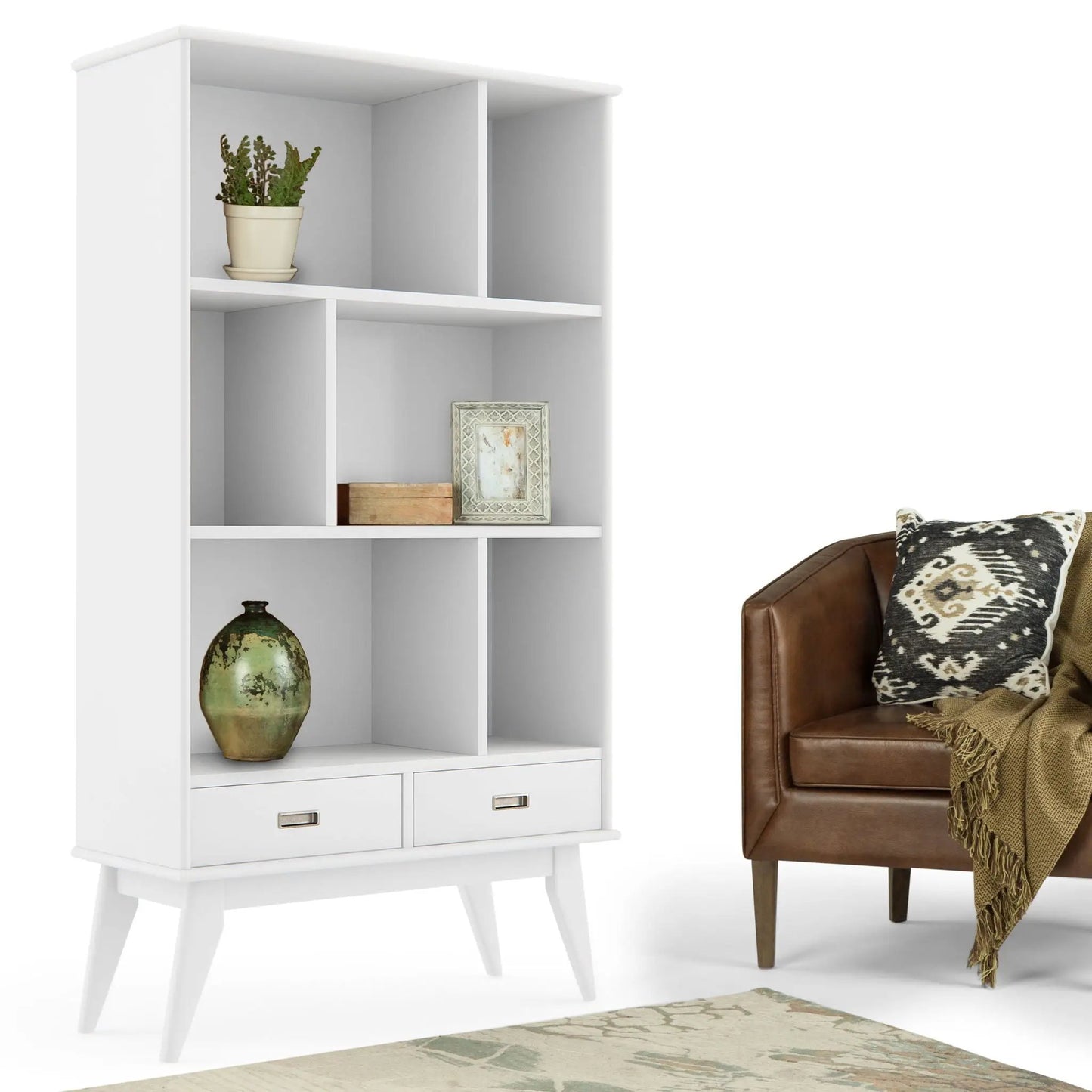 Draper Mid Century Wide Bookcase and Storage Unit