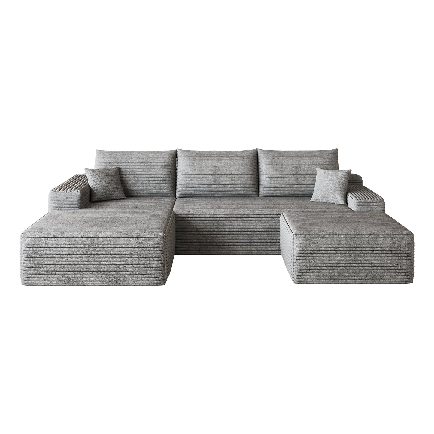 107-inch Cloud Sectional Sofa with 1 Ottoman by HouseOfZazla in gray fabric on Tampa Home & Garden Store