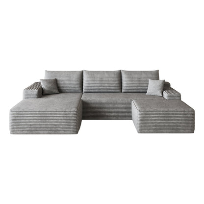 107-inch Cloud Sectional Sofa with 1 Ottoman by HouseOfZazla in gray fabric on Tampa Home & Garden Store