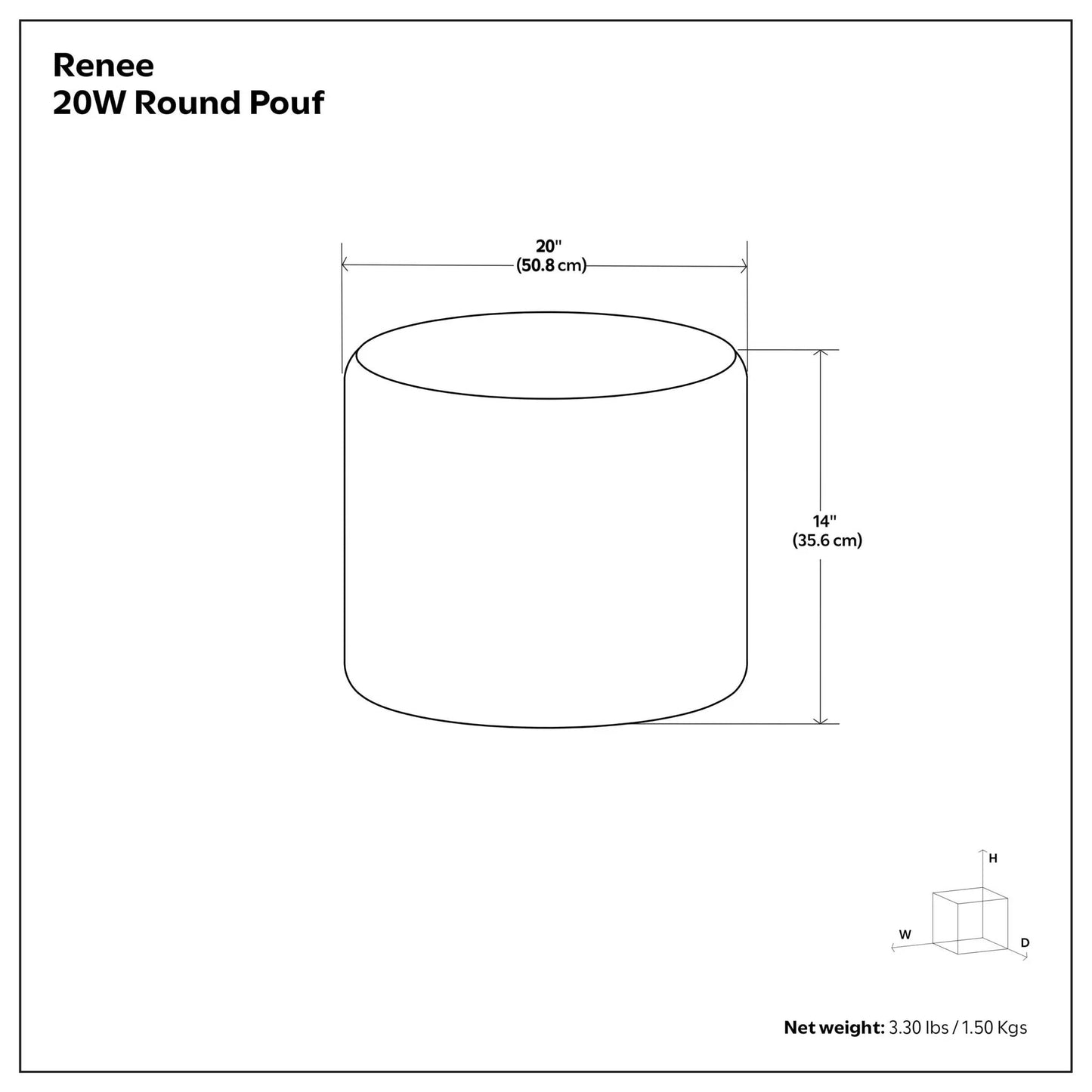 Renee 20W Round Pouf handcrafted accent by Unique Piece Furniture, 20 dia x 14 in high on Tampa Home & Garden Store