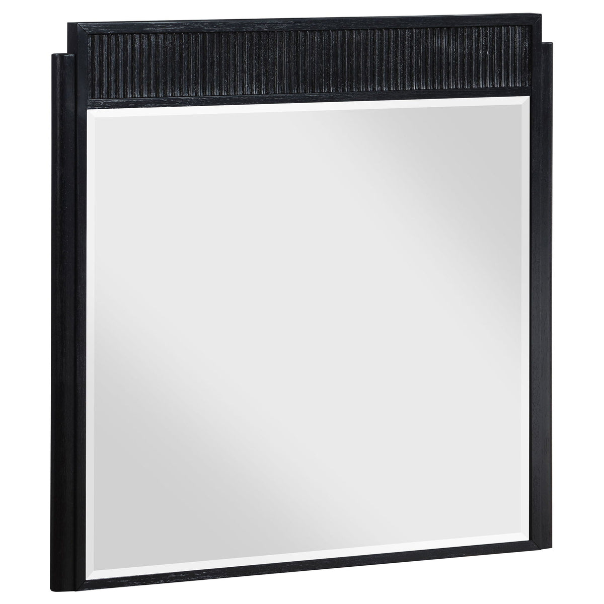 Ennis Bedroom Set mirror frame in black wood with ribbed top panel HouseOfZazla on Tampa Home & Garden Store