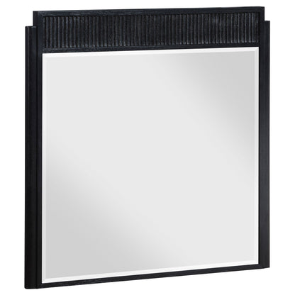 Ennis Bedroom Set mirror frame in black wood with ribbed top panel HouseOfZazla on Tampa Home & Garden Store