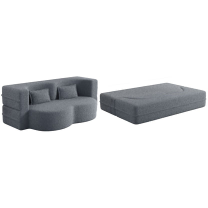 HouseOfZazla two-piece futon sofa set in dark gray teddy fabric with foam-filled cushions on Tampa Home & Garden Store