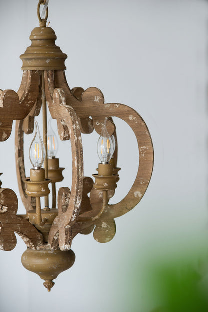 Farmhouse Chandelier With 6 Light Wood Pendant