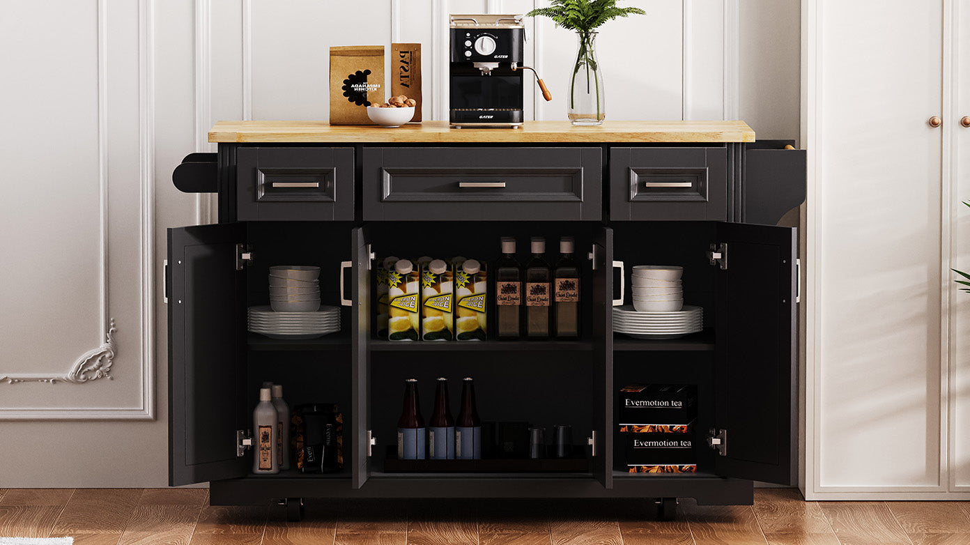 Large 54 Inch Kitchen Island and Rubber Wood